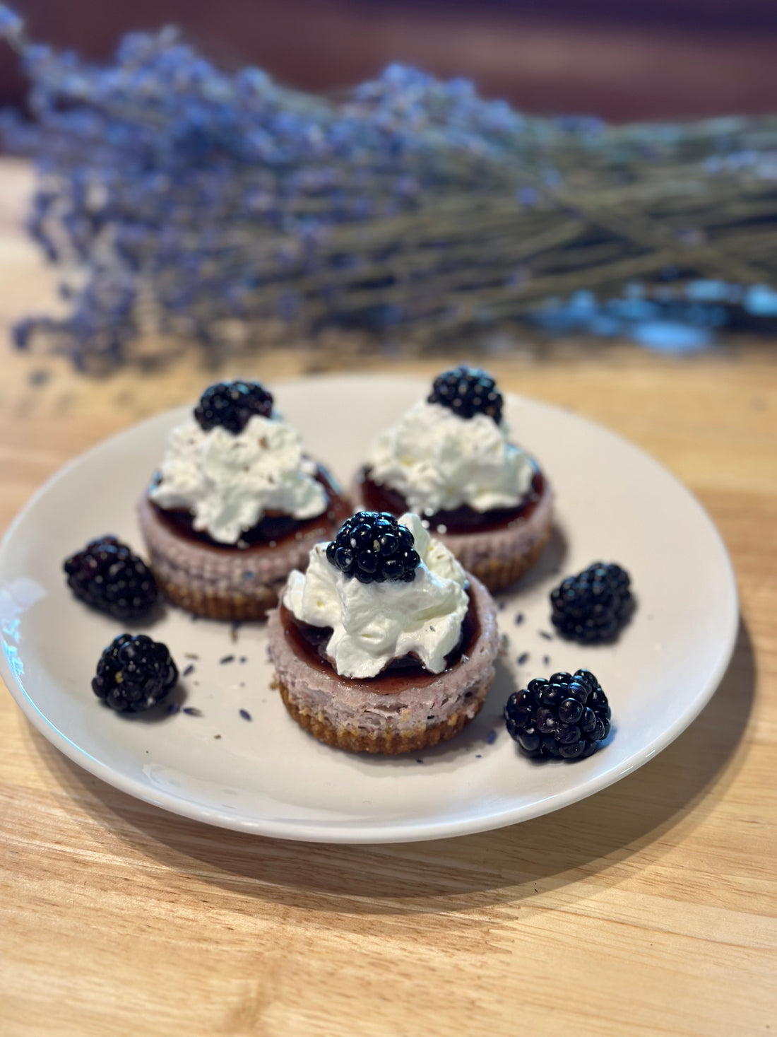 Mini Lavender Blackberry Cheesecake